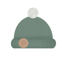 Illustration of a green winter wool hat on a transparent neutral background. Can be used as an element of your composition png