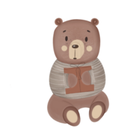 Illustration of a beautiful brown teddy bear toy on a transparent neutral background. Can be used as an element of your composition png