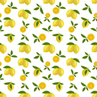 Beautiful colorful illustration, pattern, with lemon fruits, as well as a citrus fruit in section and with green leaves. Can be used as your design elements png