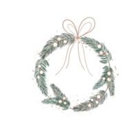 Illustration of a green Christmas wreath on a transparent neutral background. Can be used as an element of your composition png