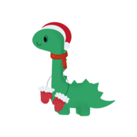 Illustration of a green Christmas dragon on a transparent neutral background. Can be used as an element of your composition png