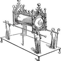 Reliquary, Cluny Museum, vintage engraving. vector