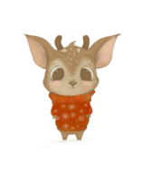 Drawing of a little cute deer, Christmas card png