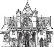 Porch, SAINT-Germain l'Auxerrois, Paris, vintage engraving. vector