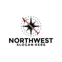 Northwest Compass logo design vector template, Creative compass logo with arrow