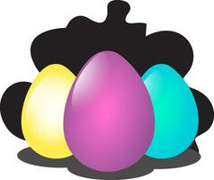 Yellow pink and blue Easter eggs illustration web vector on a white background