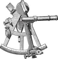 Sextant isolated on white, vintage engraving. vector