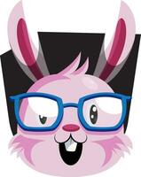 Happy face of pink easter bunny with eyeglasses illustration web vector on white background