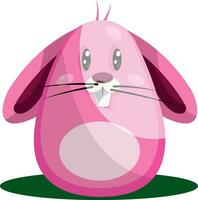 Easter rabbit with big eyes and whiskers in pink illustration web vector on white background