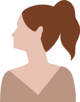 women Silhouette.  Minimalist girl head with hairstyle. Contemporary female  illustration png