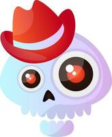 Cartoon skull with red hat vector illustartion on white background