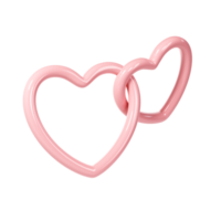 3d två rosa glansig hjärta kärlek ramar transparent. lämplig för valentine dag, mor dag, kvinnor dag, bröllop, klistermärke, hälsning kort. februari 14:e png
