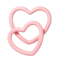 3d two pink glossy heart love frames transparent. Suitable for Valentine day, Mother day, Women day, wedding, sticker, greeting card. February 14th png