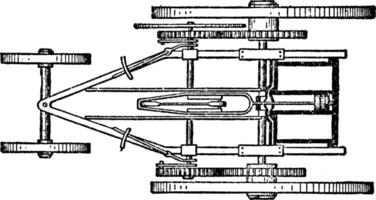 Plan of 1802 Trevithick Steam Carriage, vintage illustration. vector