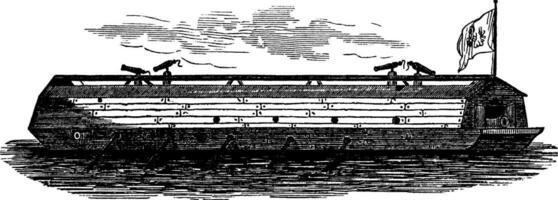 el primero americano flotante batería, Clásico ilustración. vector