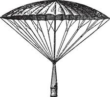 Garnerin Parachute Decending, vintage illustration. vector