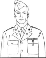 Man in Army Dress Uniform, vintage illustration vector