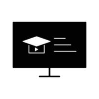 e-learning negro llenar icono colocar. en línea educación elementos icono colocar. en línea matrícula, aprendizaje electrónico, vídeo cursos, graduación, educación moderno. negro llenar icono para en línea icono, .... vector