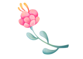 vattenfärg hand dragen magisk botanisk illustration isolerat på transparent bakgrund. ett enda rosa pion eller reste sig. fantastisk neon blommor. ljus ovanlig utomjording magi växter. klämma konst och skära ut png