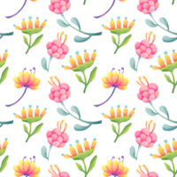 magical plants highlighted on transparent background. fantastic neon flowers seamless pattern. Bright unusual Fantastic alien magic plants. watercolor botanical print for textile, packaging paper png