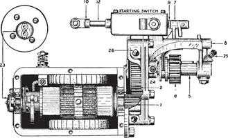 Gray and Davis Motor, vintage illustration. vector