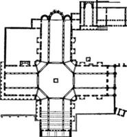 plan de Iglesia de kalat semán, Clásico ilustración. vector