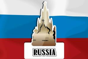 the russian flag with a tower in the background vector