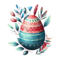 AI generated Watercolor colorful cute easter eggs style with flower in bamboo basket , hand drawn pastel Easter egg day. on transparency png file format