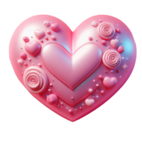 AI generated two big red shiny heart. Bright beautiful 3D heart shape on romantic Valentines Day on on png transparency