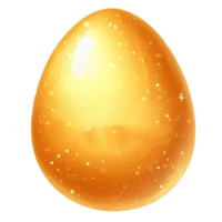 ai generado acuarela dorado huevo y linda conejito, mano dibujado pastel Pascua de Resurrección huevo día. en transparencia png archivo formato