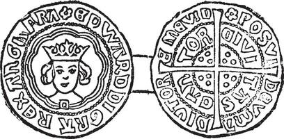 Coin of Edward IV, vintage illustration. vector