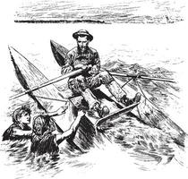 Catamaran, vintage illustration. vector