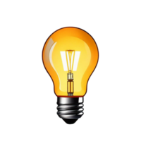 AI generated Glowing Yellow Incandescent Light Bulb isolated on a transparent background PNG AI Generative. Yellow Light Bulb