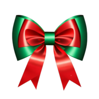 ai gegenereerd rood en groen Kerstmis boog en lint uitknippen transparant achtergrond ai gegenereerd png