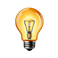 AI generated Glowing Yellow Incandescent Light Bulb isolated on a transparent background PNG AI Generative. Yellow Light Bulb