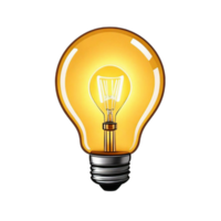 AI generated Glowing Yellow Incandescent Light Bulb isolated on a transparent background PNG AI Generative. Yellow Light Bulb