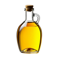 AI generated bottle of sunflower oil with the flower on a transparent background PNG AI Generative. Organic concept of the product.