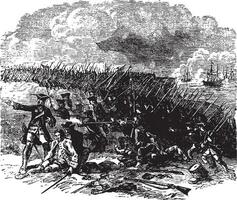 Battle of Abraham Heights, Battle of Quebec,vintage illustration. vector