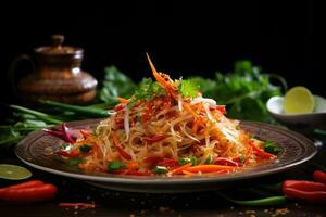 AI generated A Classic Thai Dish Som Tum Papaya Salad photo