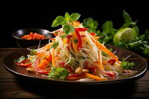 AI generated A Classic Thai Dish Som Tum Papaya Salad photo