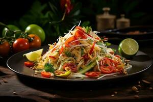 AI generated A Classic Thai Dish Som Tum Papaya Salad photo