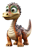 AI generated Brontosaurus dinosaur 3d cartoon character with transparent background, generative ai png