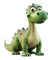 ai gerado brontossauro dinossauro 3d desenho animado personagem com transparente fundo, generativo ai png