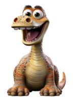 ai généré brontosaure dinosaure 3d dessin animé personnage avec transparent arrière-plan, génératif ai png