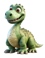 ai généré brontosaure dinosaure 3d dessin animé personnage avec transparent arrière-plan, génératif ai png