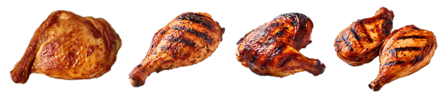 ai généré ensemble de grillé poulet vaisselle sur transparent arrière-plan, génératif ai png