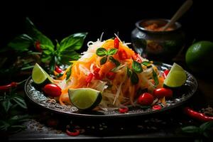 AI generated A Classic Thai Dish Som Tum Papaya Salad photo
