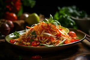 AI generated A Classic Thai Dish Som Tum Papaya Salad photo