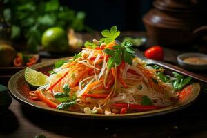 AI generated A Classic Thai Dish Som Tum Papaya Salad photo