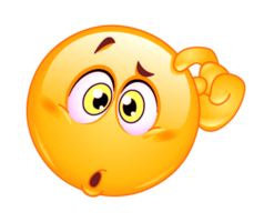 amarelo confundir emoji emoticon pensando ícones 4k transparente fundo png